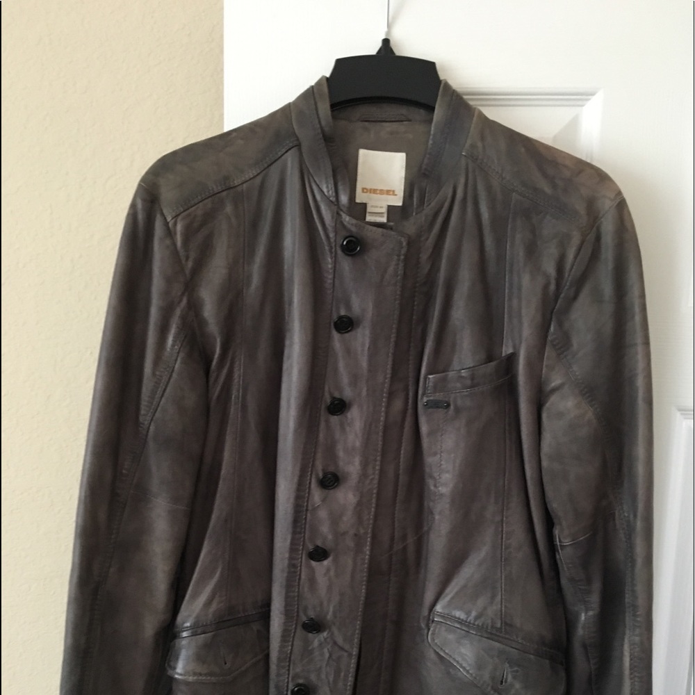 Diesel Men’s Gray Nehru Collar Blazer XL